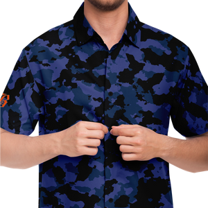 B CAMO BUTTON SHIRT BLUE