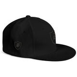 SNAP BACK EMBROIDED HAT- BLACK/BLACK