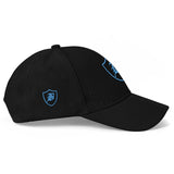 SNAP BACK EMBROIDED CURVED BRIM - BLACK/AQUA