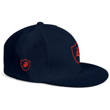 SNAP BACK EMBOIDED HAT - BLUE/RED