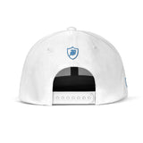 SNAP BACK EMBROIDED HAT - WHITE/AQUA