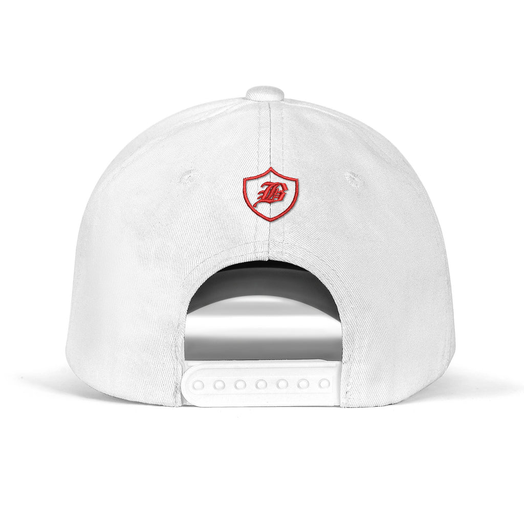 SNAP BACK EMBROIDED CURVED BRIM - WHITE/PINK