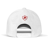 SNAP BACK EMBROIDED CURVED BRIM - WHITE/RED