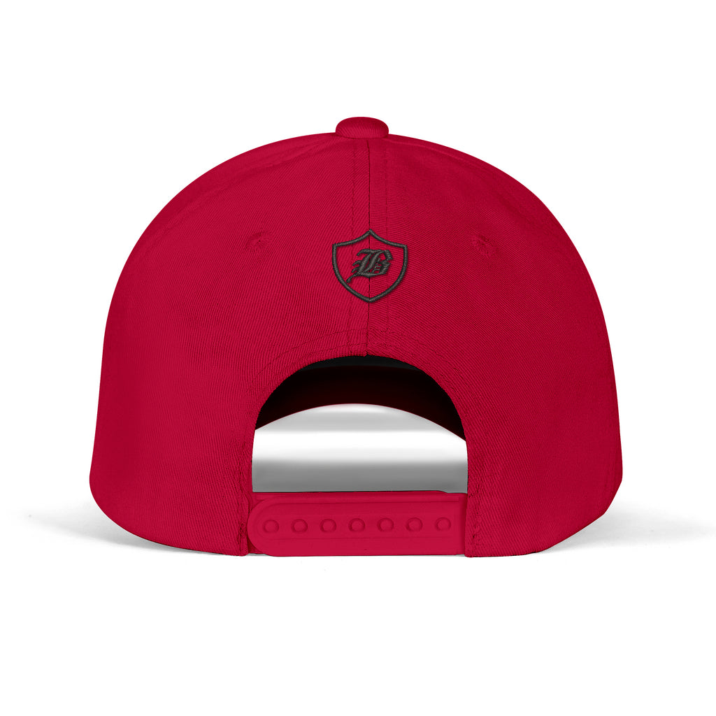 SNAP BACK EMBROIDED CURVED BRIM - RED/BLACK