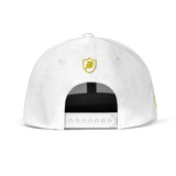 SNAP BACK EMBROIDED HAT - WHITE/YELLOW