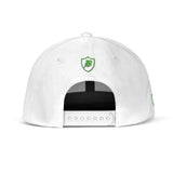 SNAP BACK EMBROIDED HAT - WHITE/GREEN