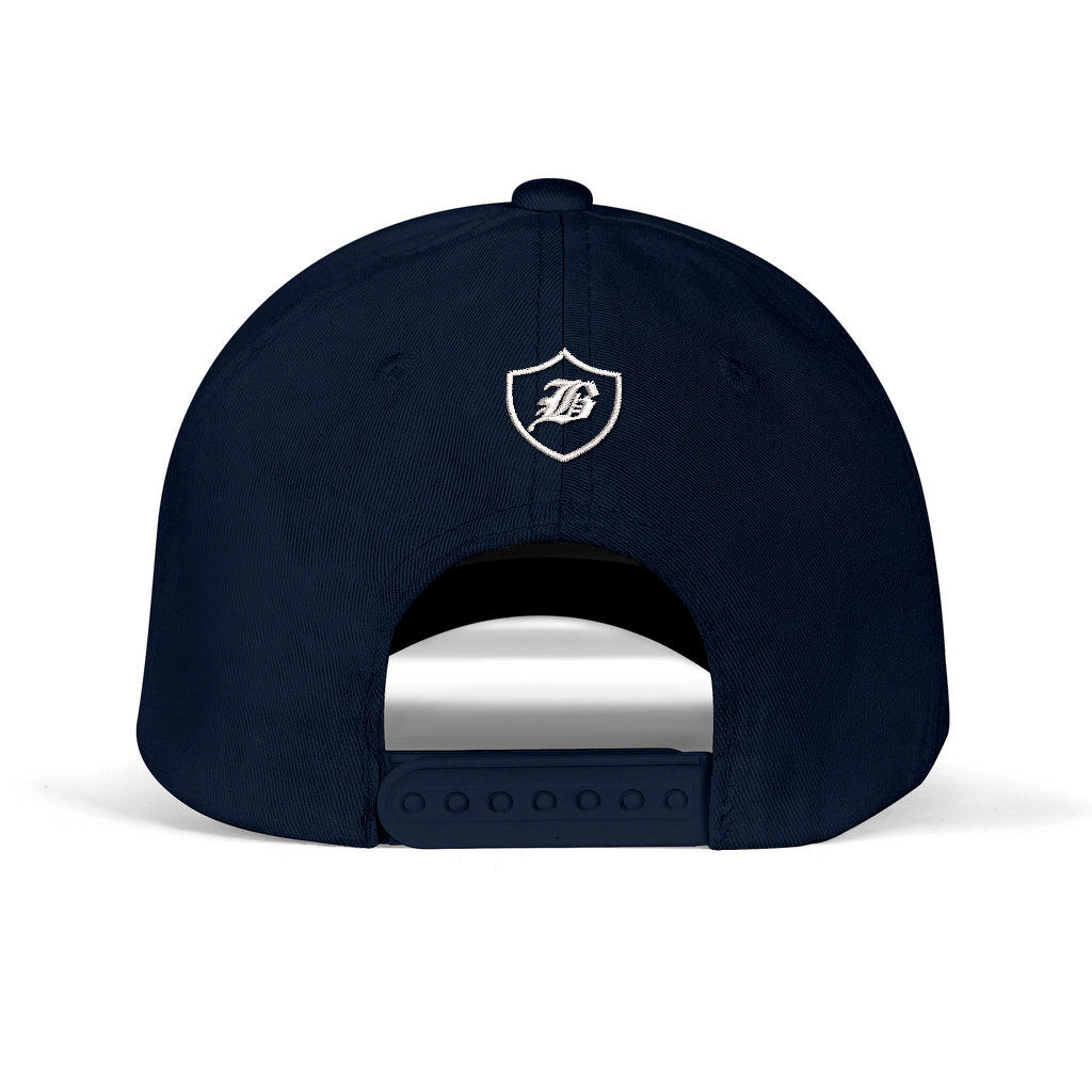 SNAP BACK EMBROIDED CURVED BRIM - BLUE/WHITE