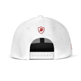 SNAP BACK EMBROIDED HAT - WHITE/PINK