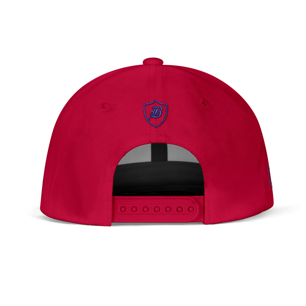 SNAP BACK EMBROIDED HAT - RED BLUE