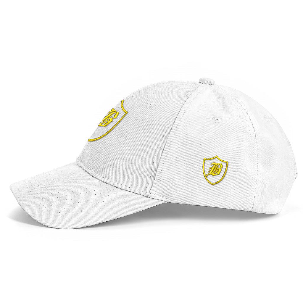 SNAP BACK EMBROIDED CURVED BRIM - WHITE/YELLOW