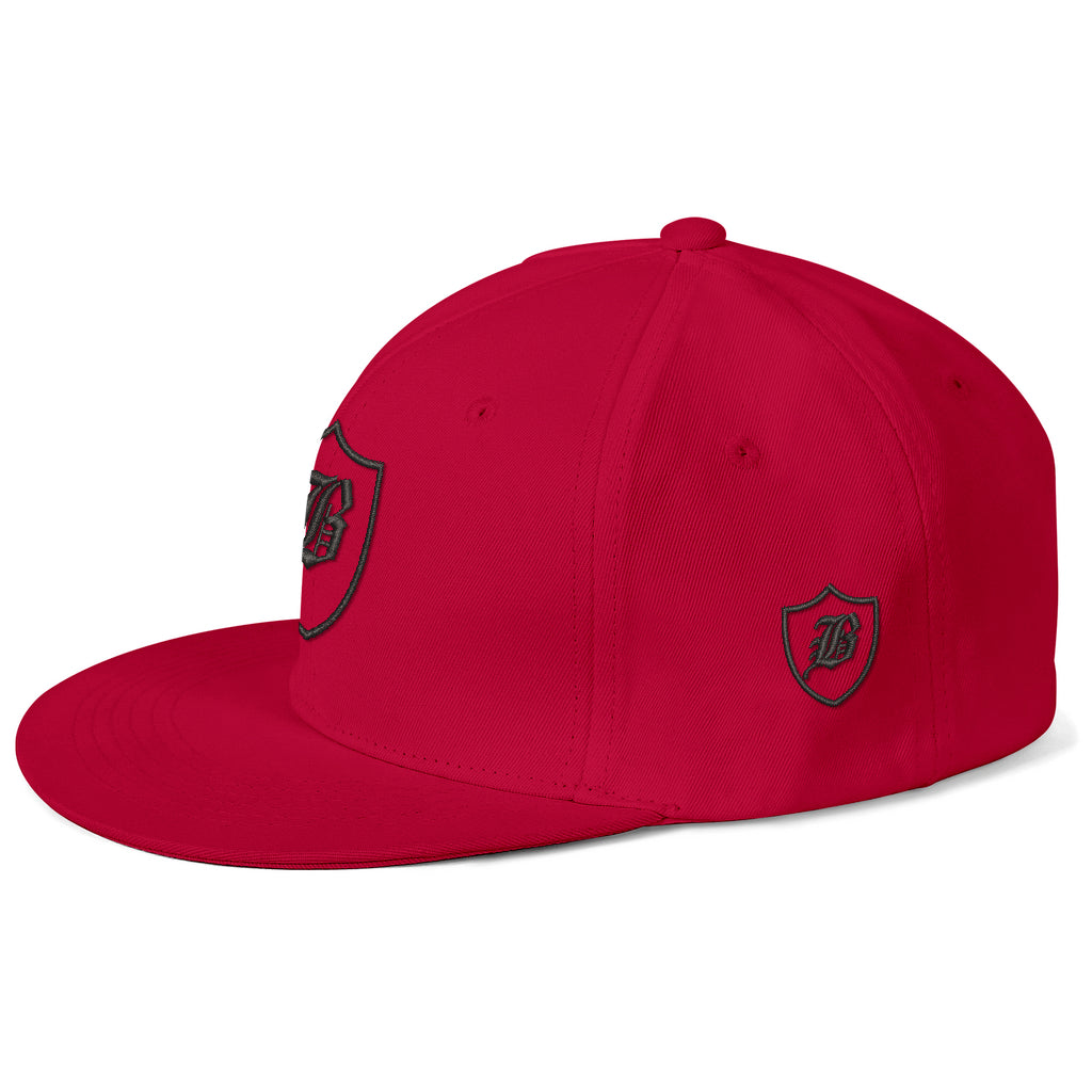 SNAP BACK EMBROIDED HAT - RED/BLACK