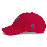 SNAP BACK EMBROIDED CURVED BRIM - RED/AQUA