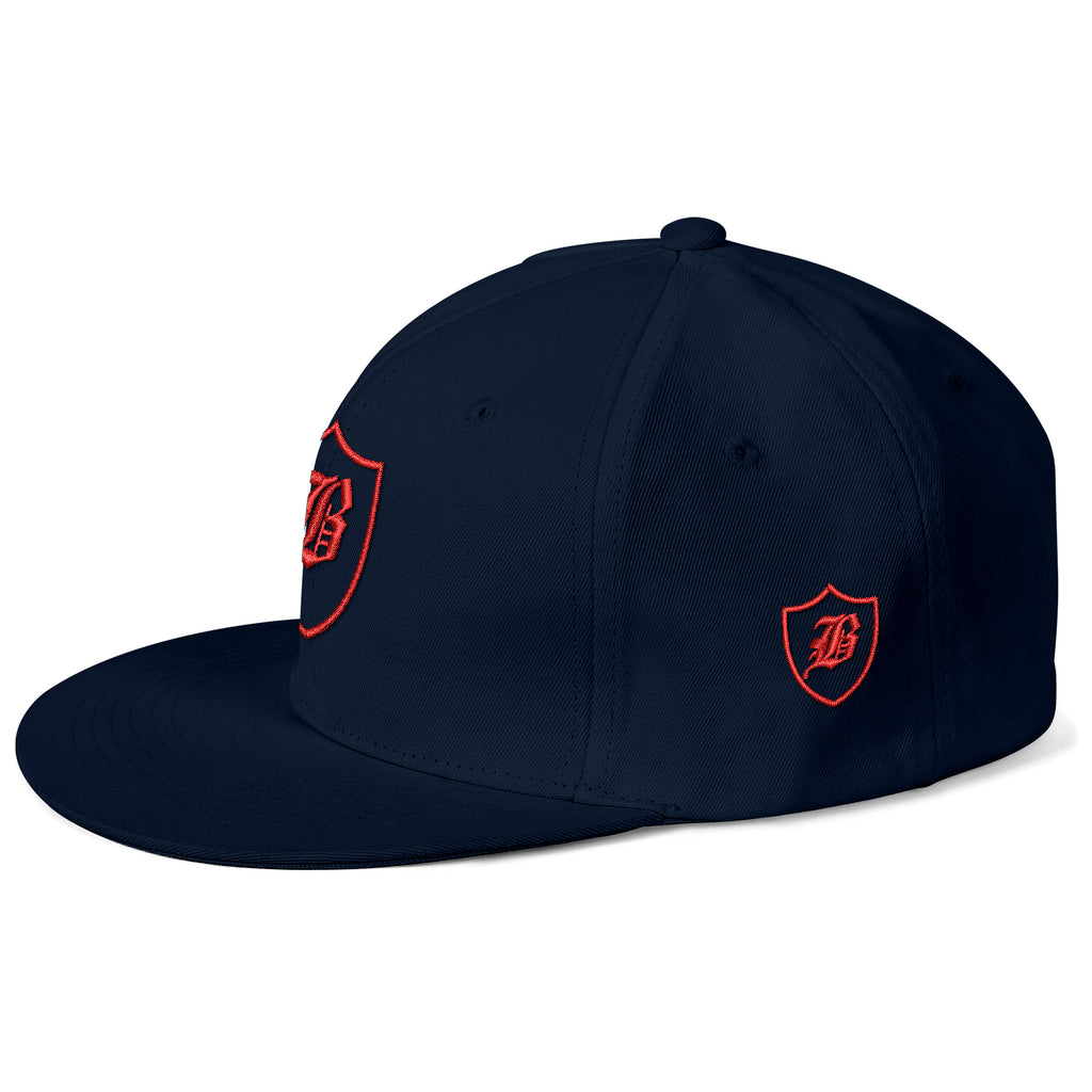 SNAP BACK EMBOIDED HAT - BLUE/RED