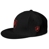 SNAP BACK EMBROIDED HAT - BLACK/RED