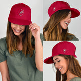 SNAP BACK EMBROIDED HAT - RED/WHITE