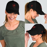 SNAP BACK EMBROIDED CURVED BRIM - BLACK/PINK