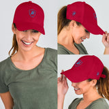 SNAP BACK EMBROIDED CURVED BRIM - RED/AQUA