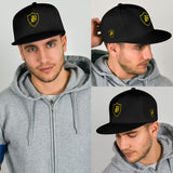 SNAP BACK EMBROIDED HAT - BLACK/YELLOW