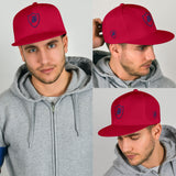 SNAP BACK EMBROIDED HAT - RED BLUE