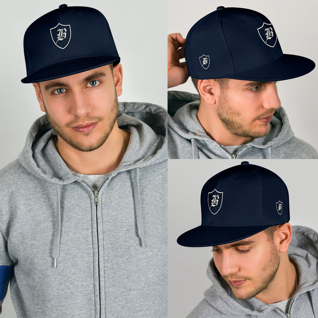 SNAP BACK EMBROIDED HAT - BLUE/WHITE