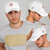 SNAP BACK EMBROIDED CURVED BRIM - WHITE/RED