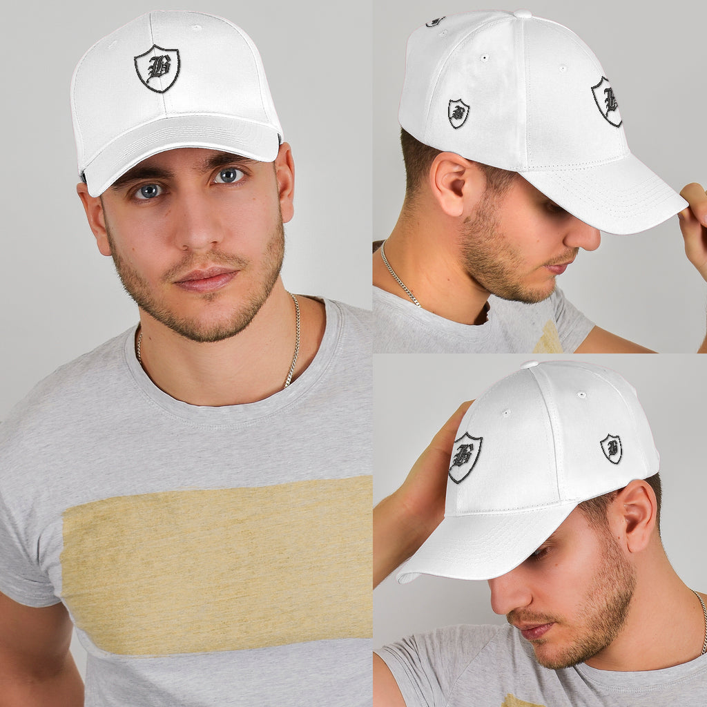 SNAP BACK EMBROIDED CURVED BRIM - WHITE/BLACK