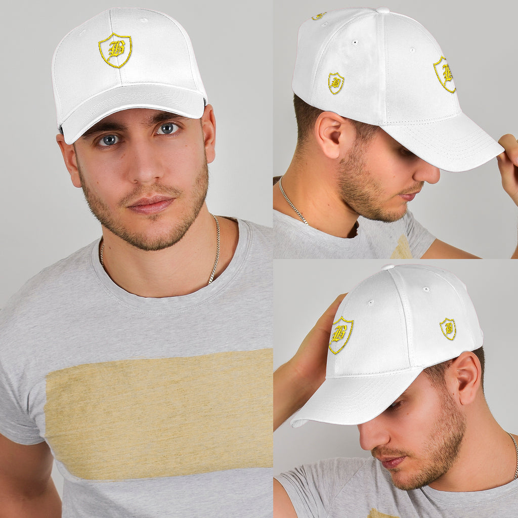 SNAP BACK EMBROIDED CURVED BRIM - WHITE/YELLOW