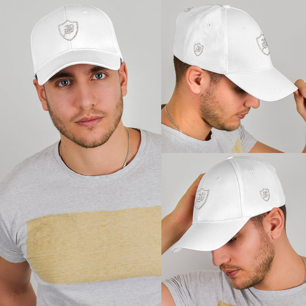 SNAP BACK EMBROIDED CURVED BRIM - WHITE/WHITE